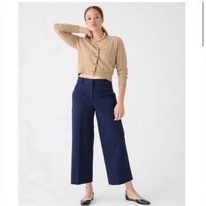 J. Crew Navy Women's Sydney Cropped  Wide-Leg Pants, Size 14